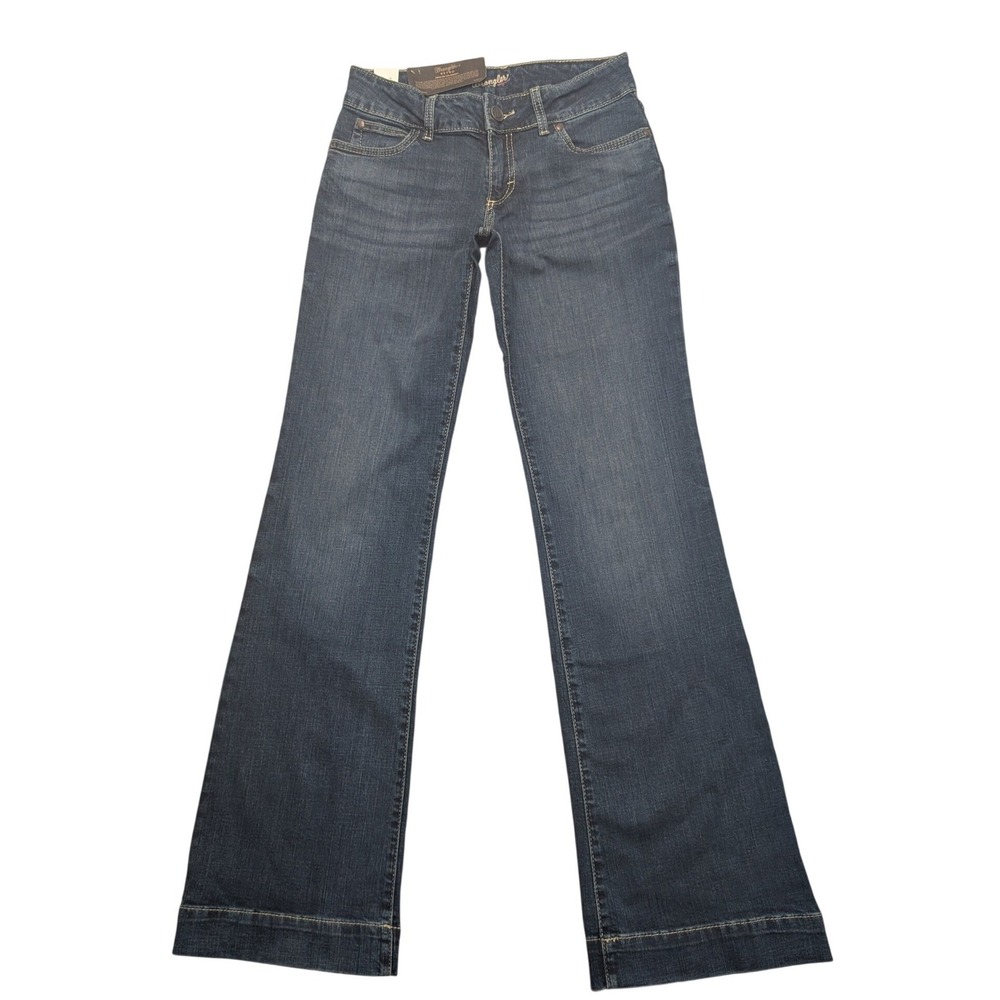 NWT Wrangler Retro Mae Trouser Jeans Womens 27/3x36 Dark Wash Mid Rise Stretch